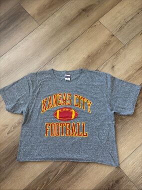 Gray Kansas City Football Crop Top